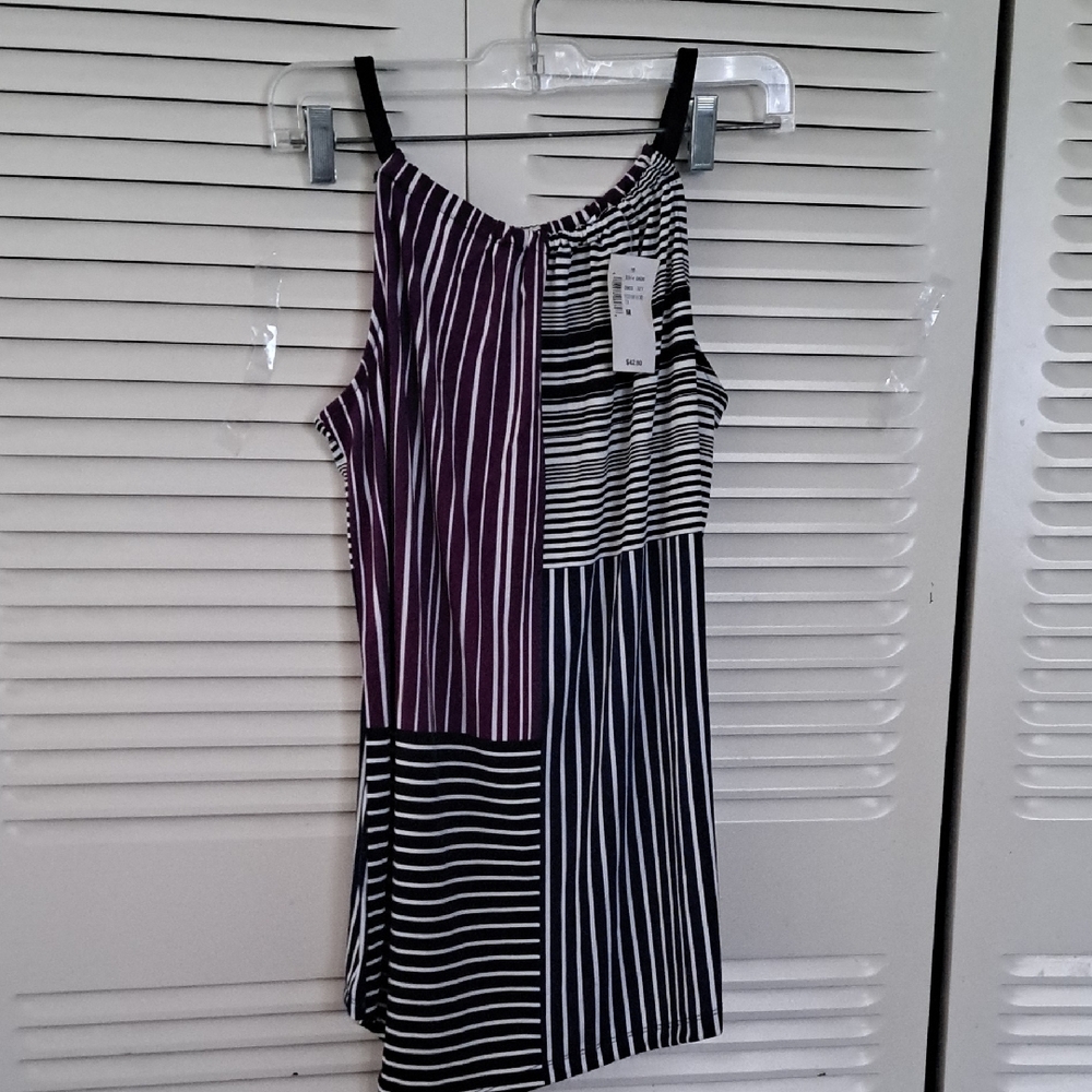 Striped Purple and Black Women's Top